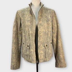 Alfani Snakeskin Genuine Leather Jacket Women's L Blazer Moto Y2K Edgy Statement